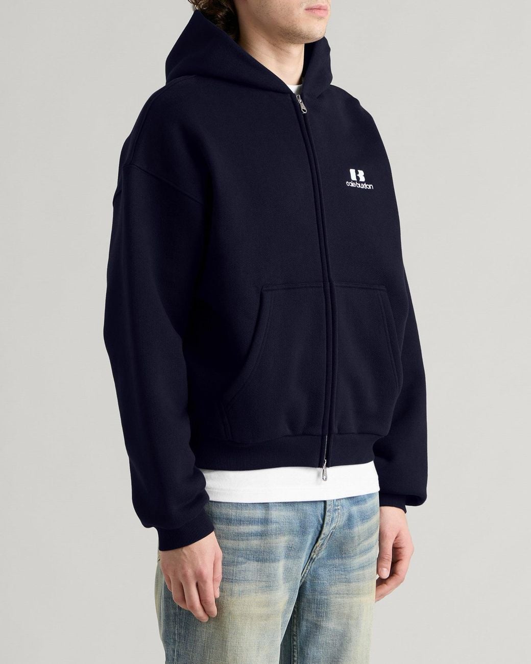 Cole Buxton Icon Logo Zipped Hoodie in Blue for Men | Lyst