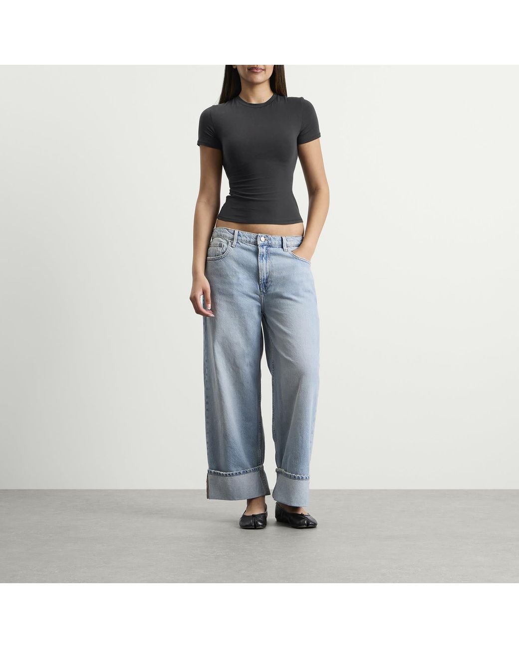 Skims Black Cotton Jersey T-Shirt