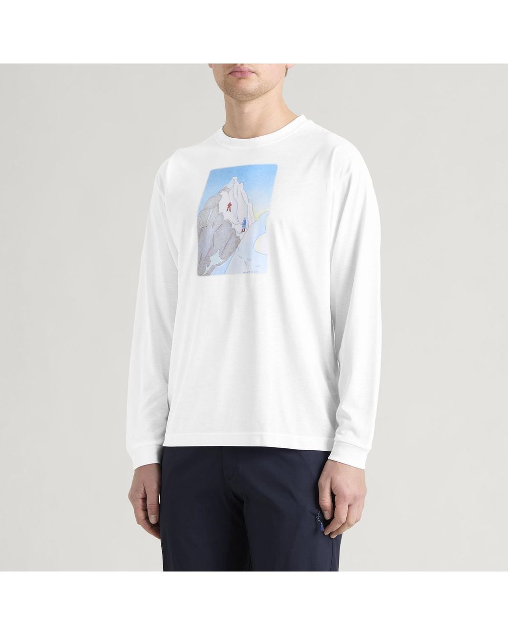 Montbell White Winter Mountaineering Wickron Long Sleeve T-Shirt for men