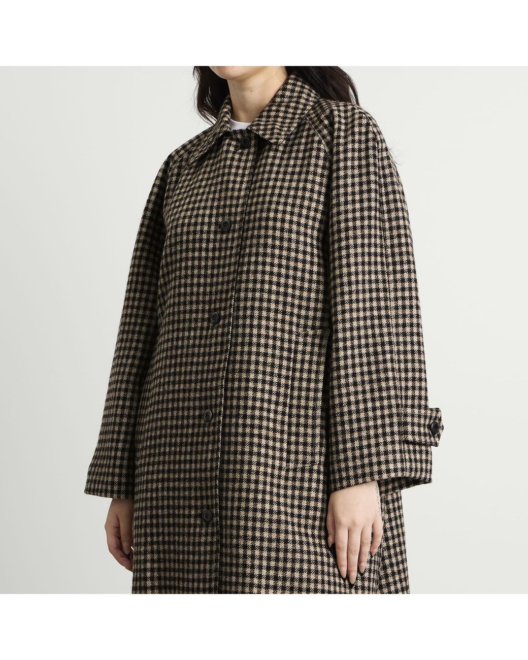 NOTHING WRITTEN Black Bébé Check Balmacaan Coat