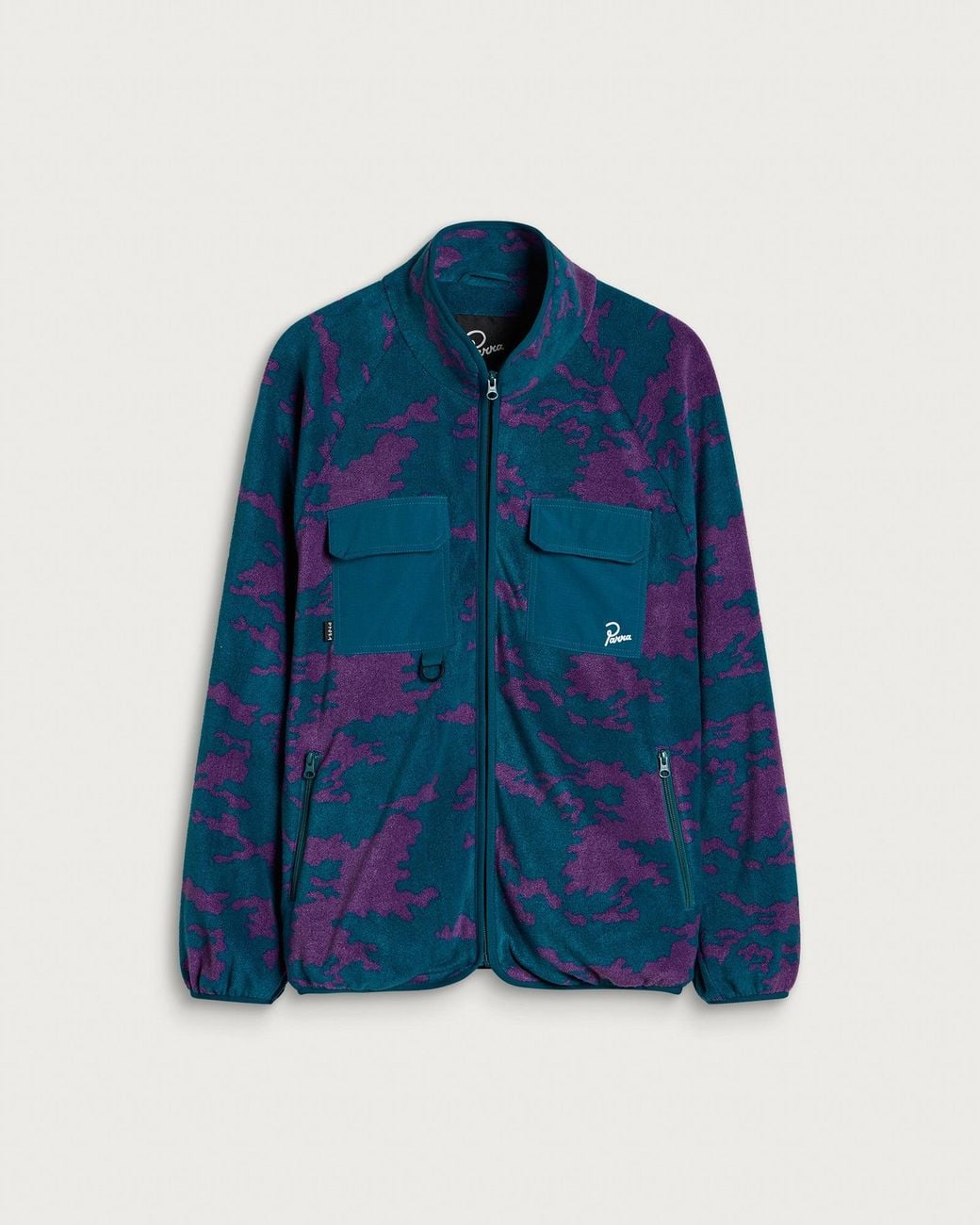 by Parra Darwin Camo Fleece Jacket in Blue for Men | Lyst