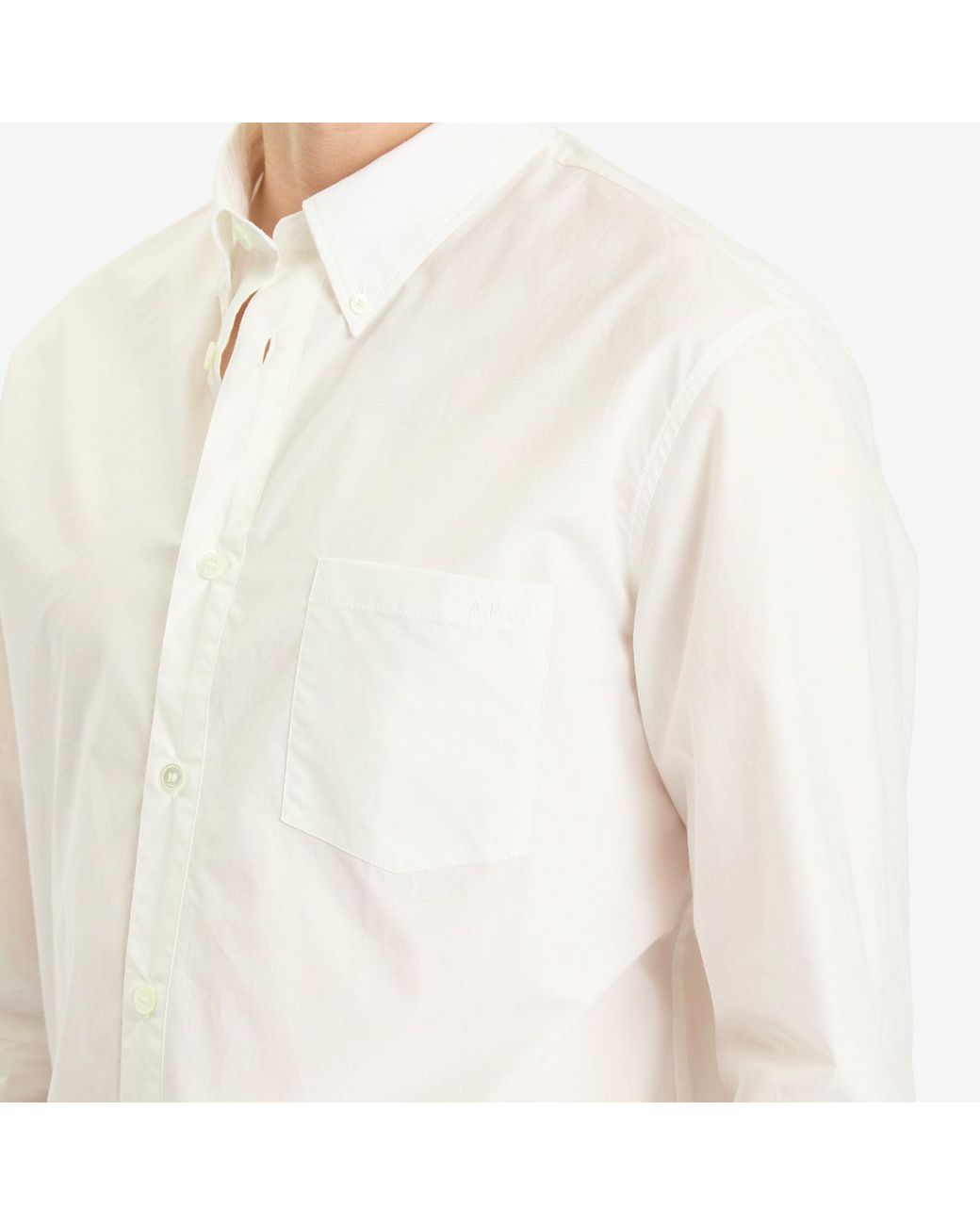 A.P.C. White Eduoard Logo Button Down Shirt for men