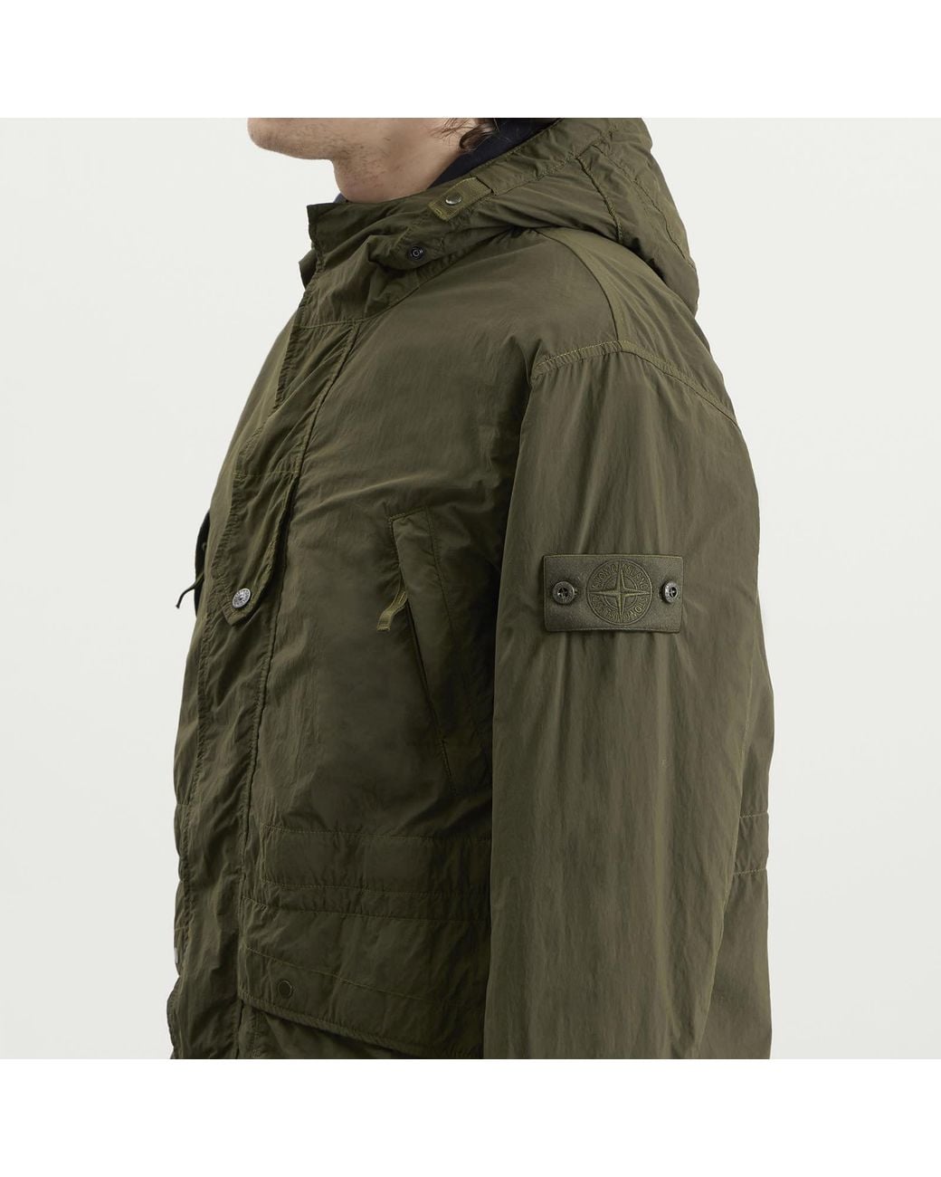 Stone Island Green Ghost Nylon Smerigliato Parka for men