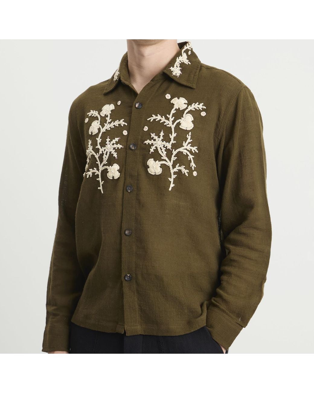 Kartik Research Green Embroidered Western Shirt for men