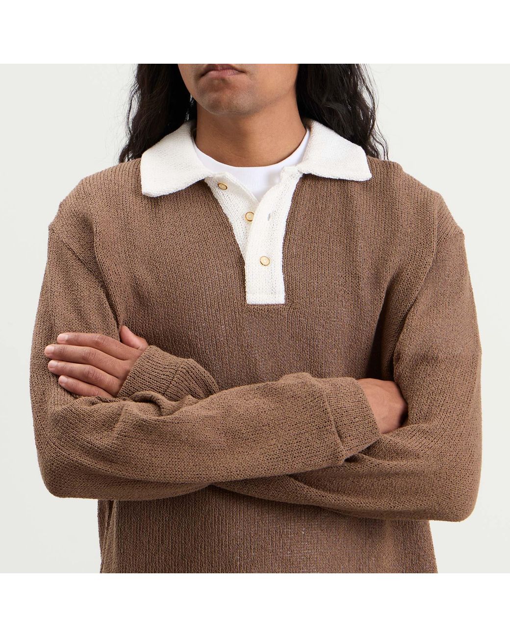 Palmes Brown Knitted Rugby Shirt for men