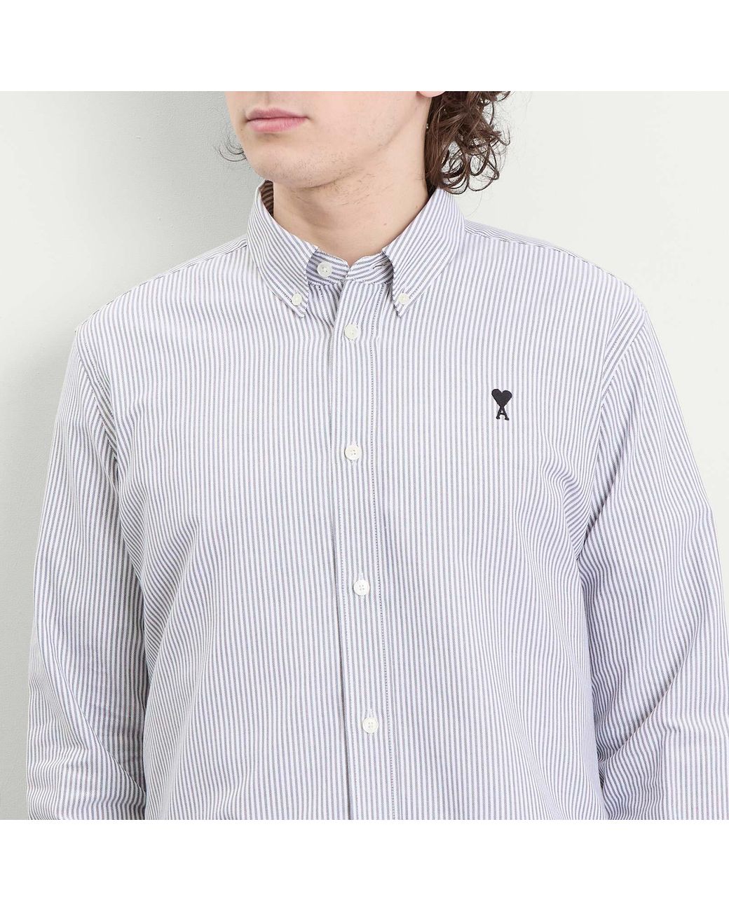AMI Blue Contrasted Adc Classic Shirt for men