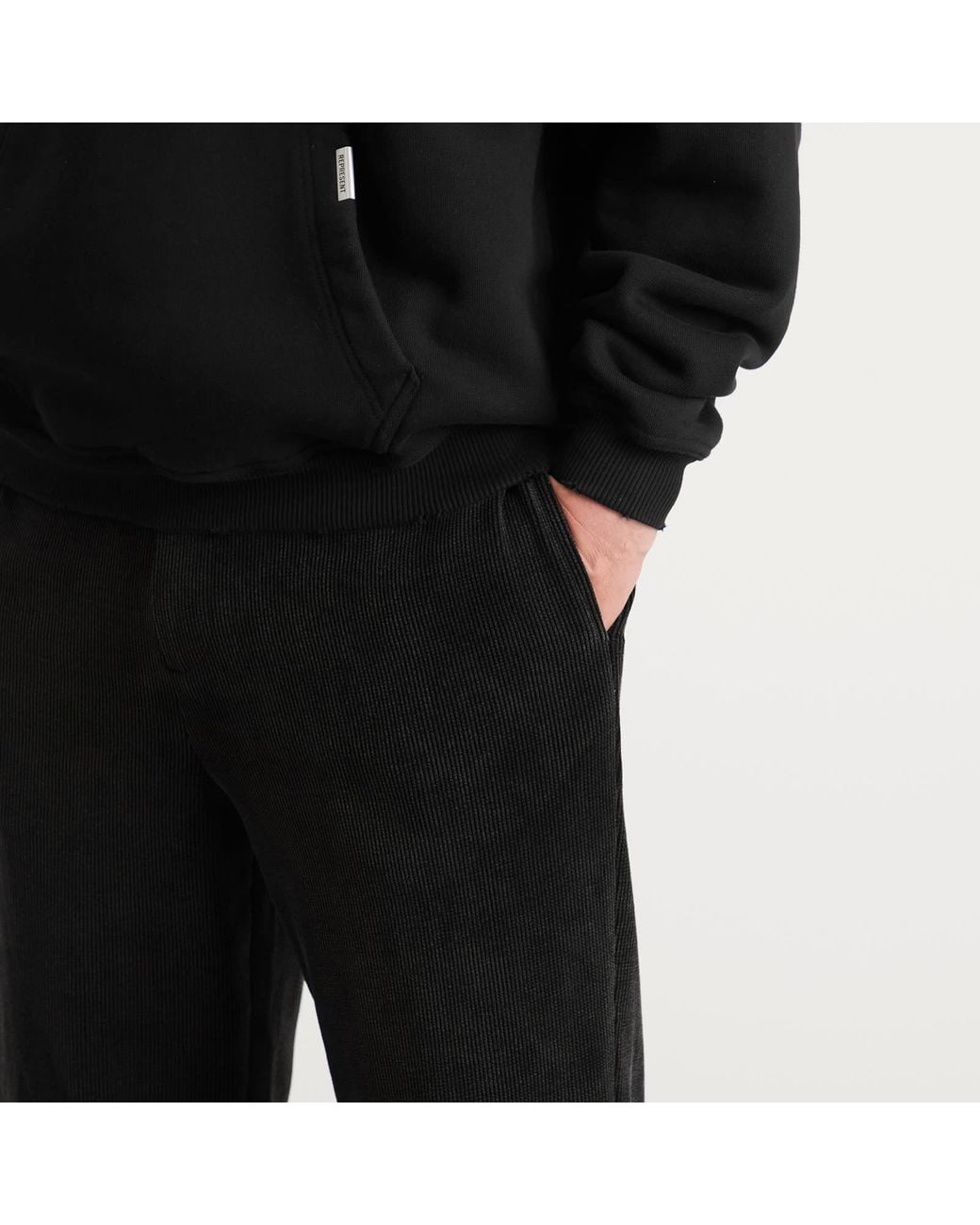 Represent Black Ribbed Hybrid Pant for men