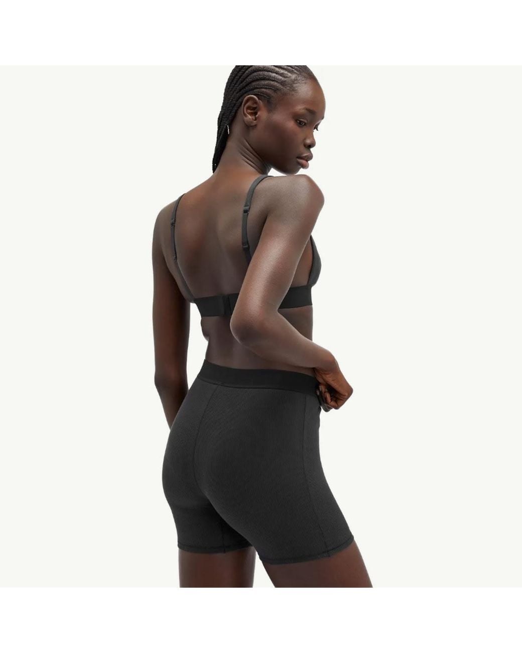 Skims Gray Cotton Rib Boxer
