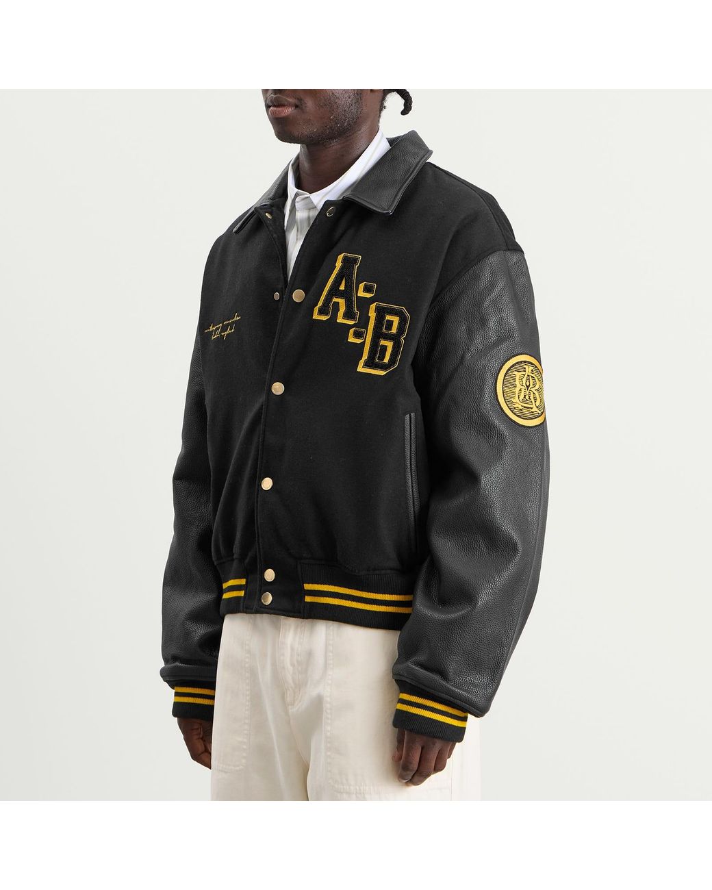 About Blank Black Letterman Jacket for men
