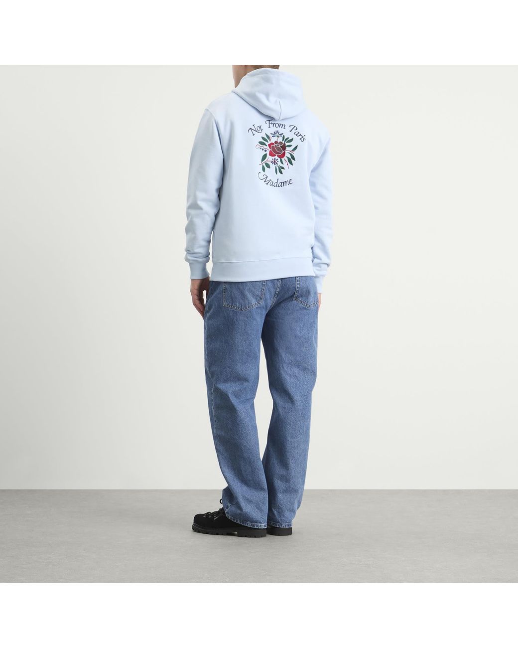 Drole de Monsieur Blue Rose Slogan Hoodie for men