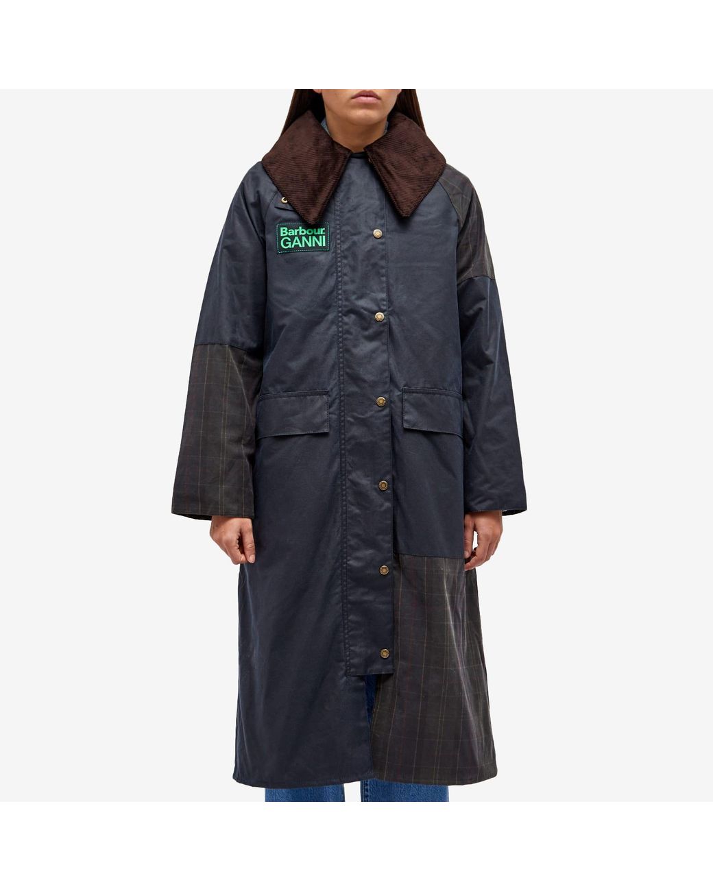 Barbour burghley ネイビー 38 Barbour X Ganni Burghley Jacket in Blue | Lyst UK