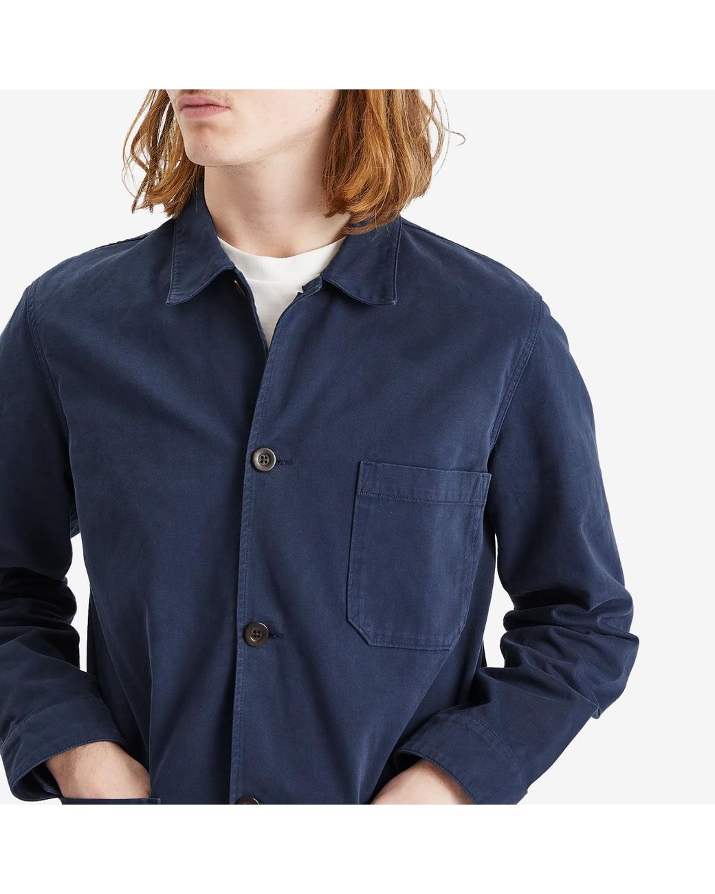Portuguese Flannel Blue Labura Chore Jacket for men