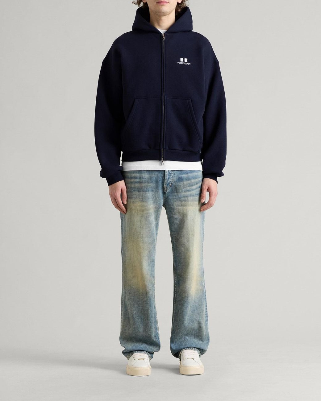 Cole Buxton Icon Logo Zipped Hoodie in Blue for Men | Lyst