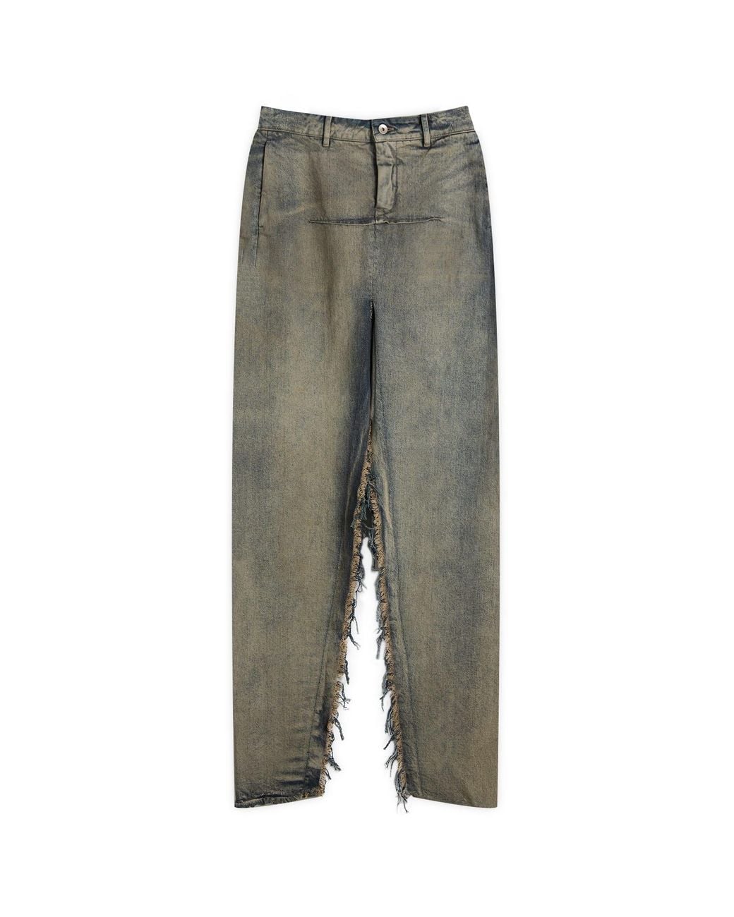 Rick Owens Gray Denim Sliced Maxi Skirt