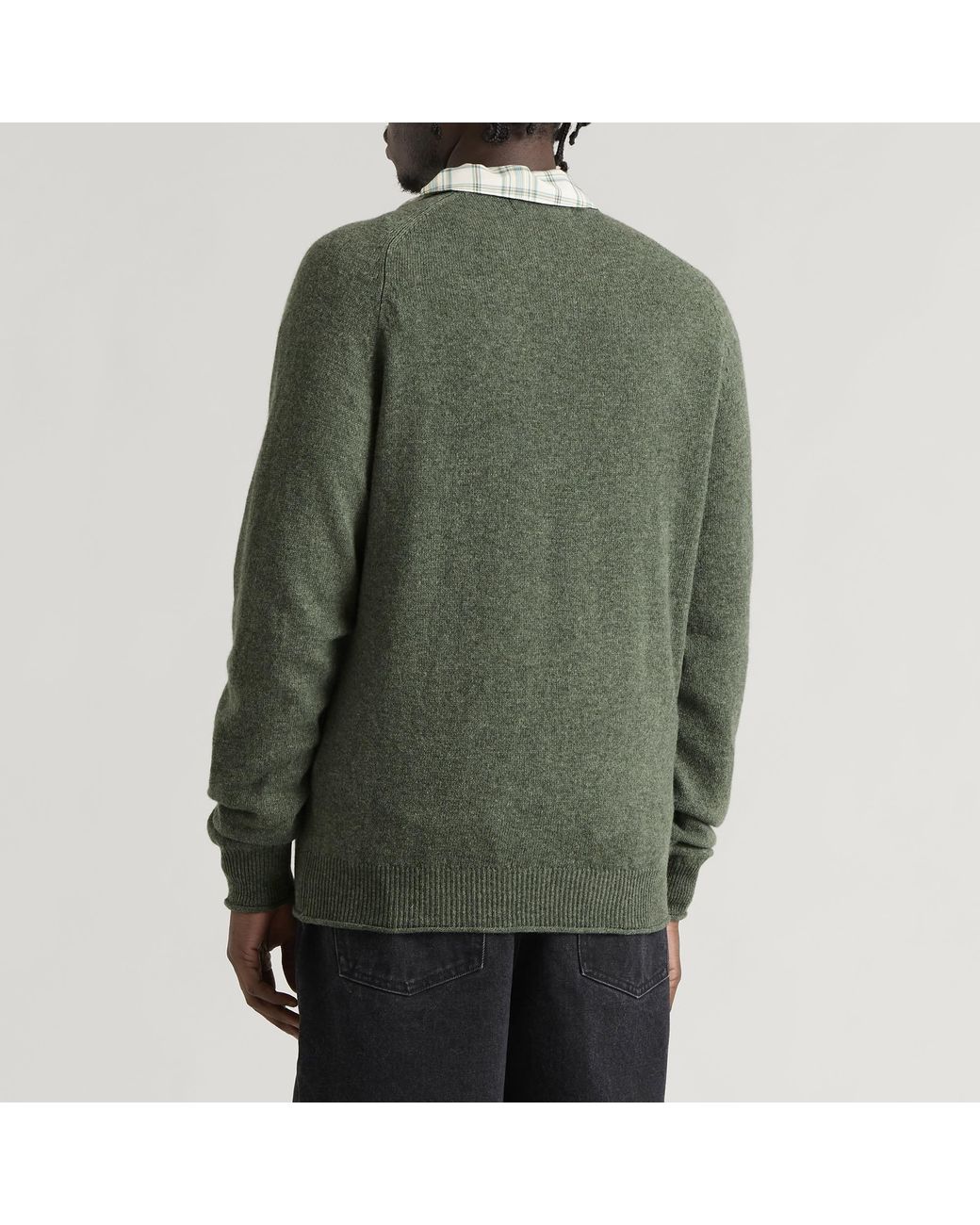 Pittari Green Usk Lambswool Roll Collar Jumper for men