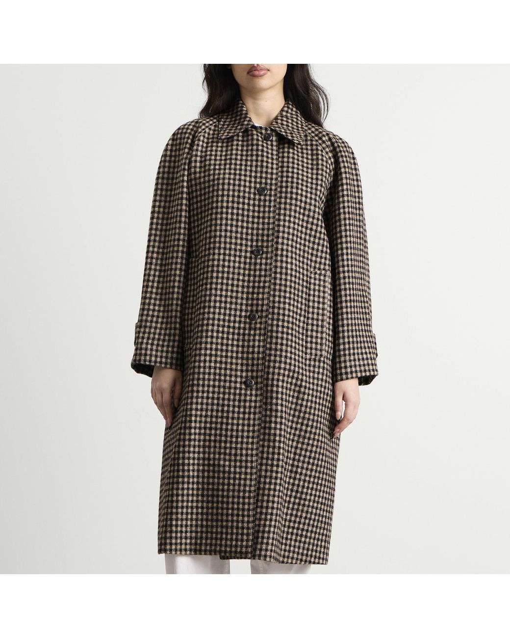 NOTHING WRITTEN Black Bébé Check Balmacaan Coat