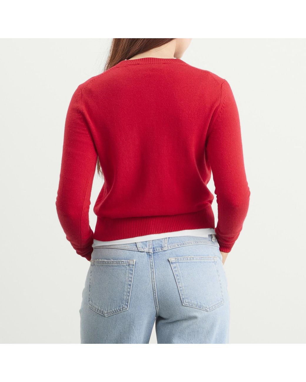 DUNST Red Essential Crewneck Knit Cardigan