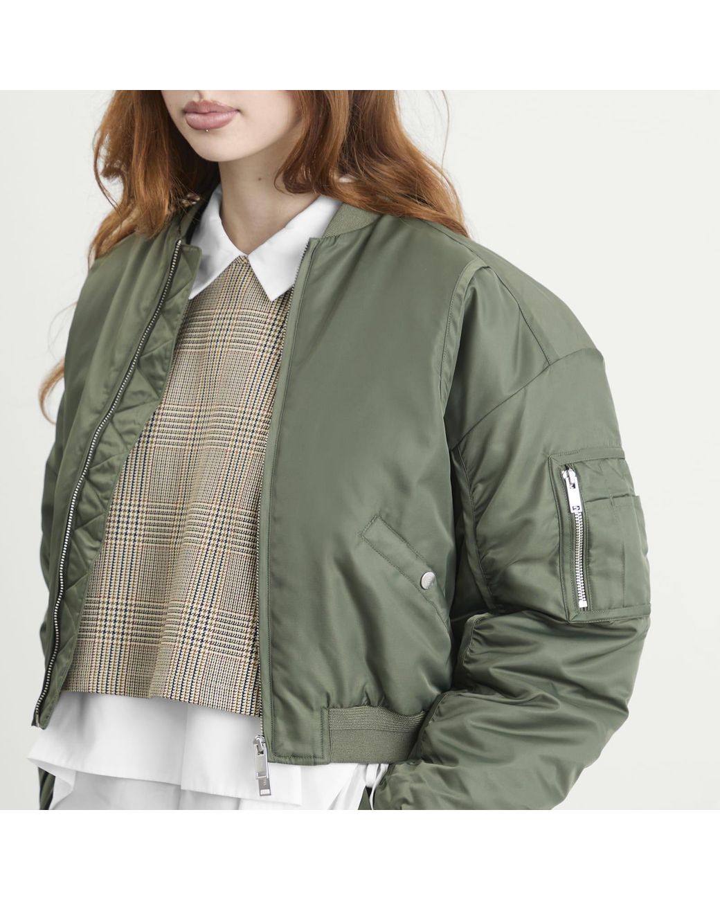 Stel Green Nylon Bomber Jacket