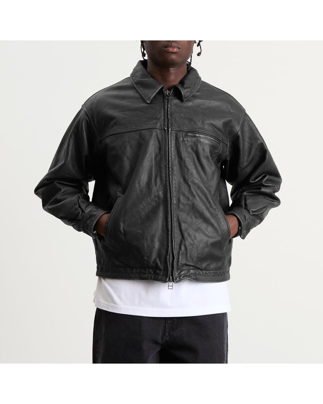 FRIZMWORKS Destroyed Cowhide Leather Jacket in Gray for Men | Lyst