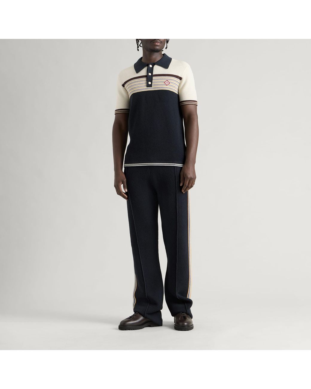 Casablanca Black Cafe Stripe Polo Shirt for men