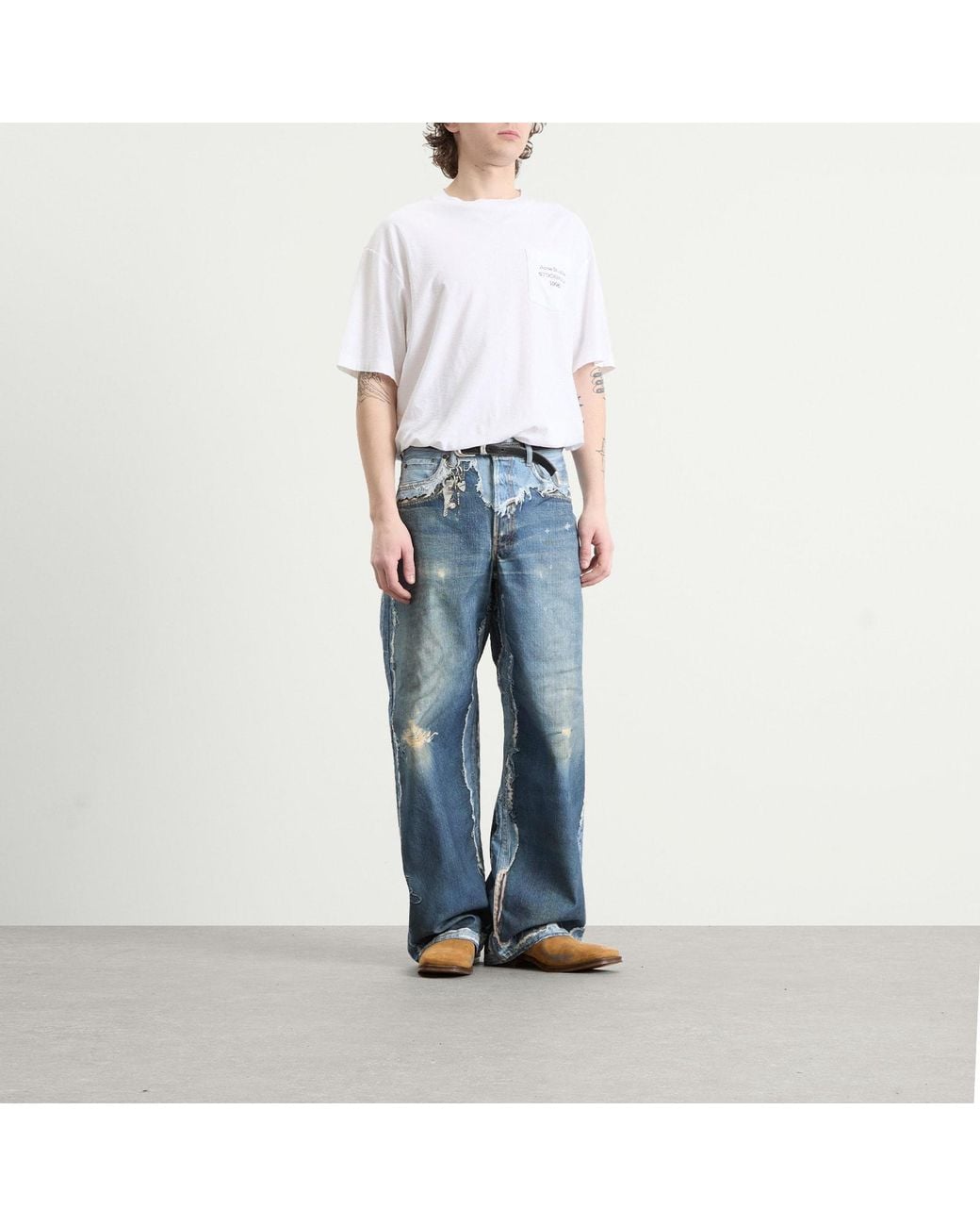 Acne Blue 1981 Trompe L'Oeil Skeleton Print Jeans for men