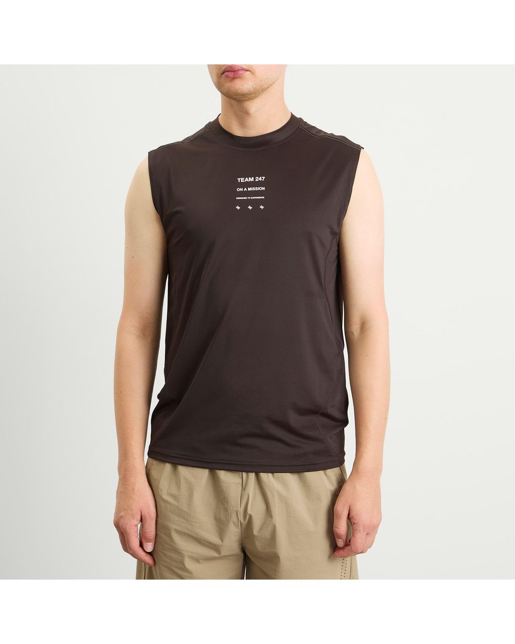 REPRESENT 247 Brown Mesh Runner Tank T-Shirt for men