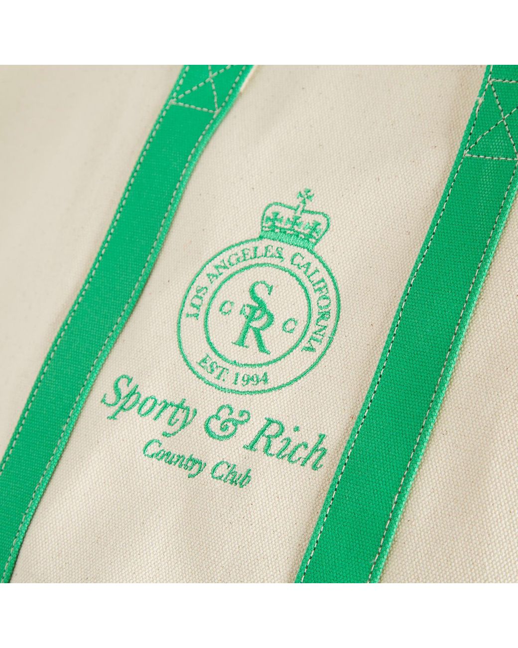 Sporty&Rich｜ (Crown Logo XL Tote Bag - Natural/Verde (B Crown Logo Club Tote Bag - Verde/White – Sporty & Rich