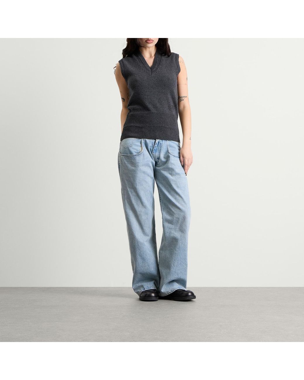 Maison Margiela Blue Mm6 V-Neck Knitted Vest