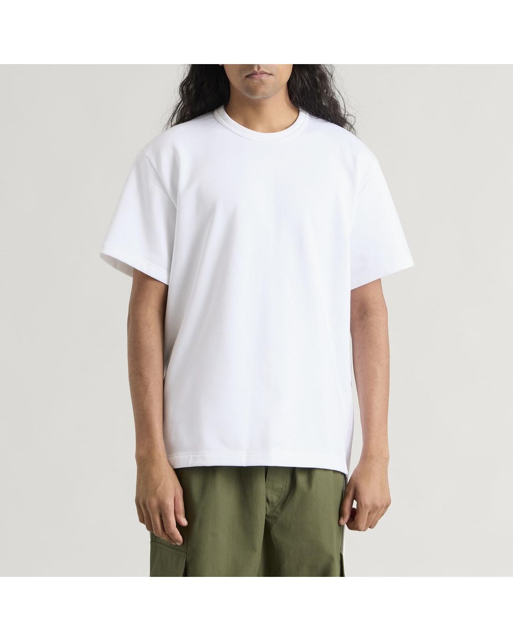 Comme des Garçons White Cotton Blend Drop Hem T-Shirt for men