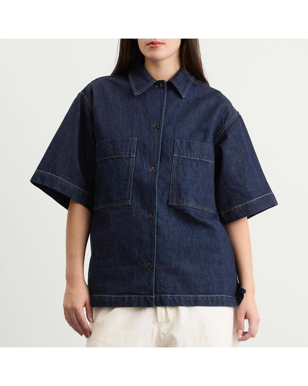 Girls Of Dust Blue Okinawa Denim Short Sleeve Shirt