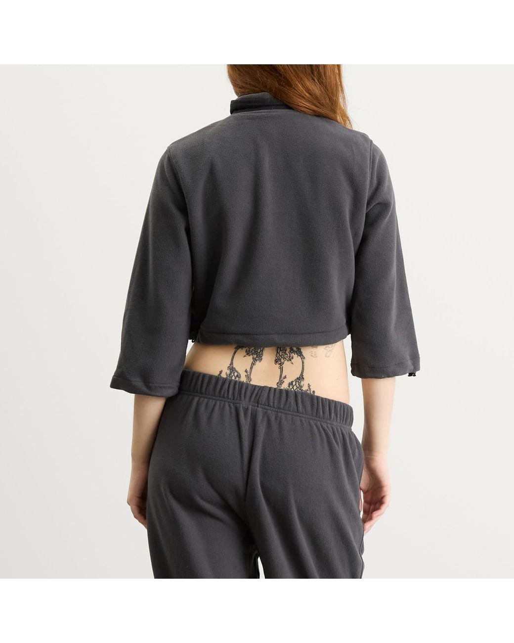 Skims Gray Fleece Lounge Shrunken Zip Up Jacket
