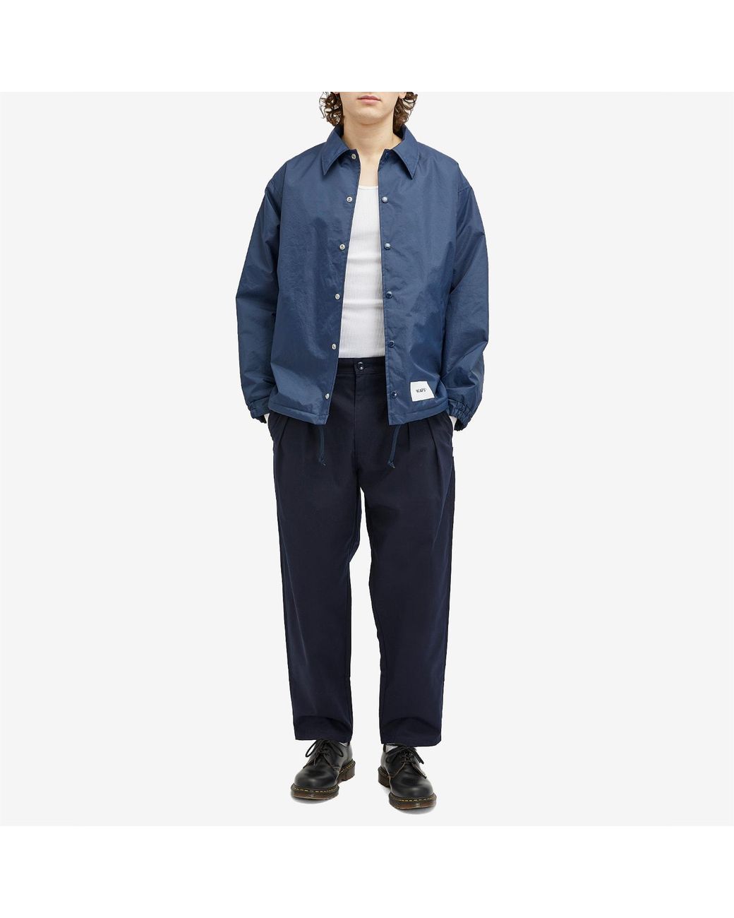 パンツ Double-Pleat Fluid Pants CHAMBRAY VIYELLA STRIPED WIDE TROUSERS WITH SIDE TAPE – THE