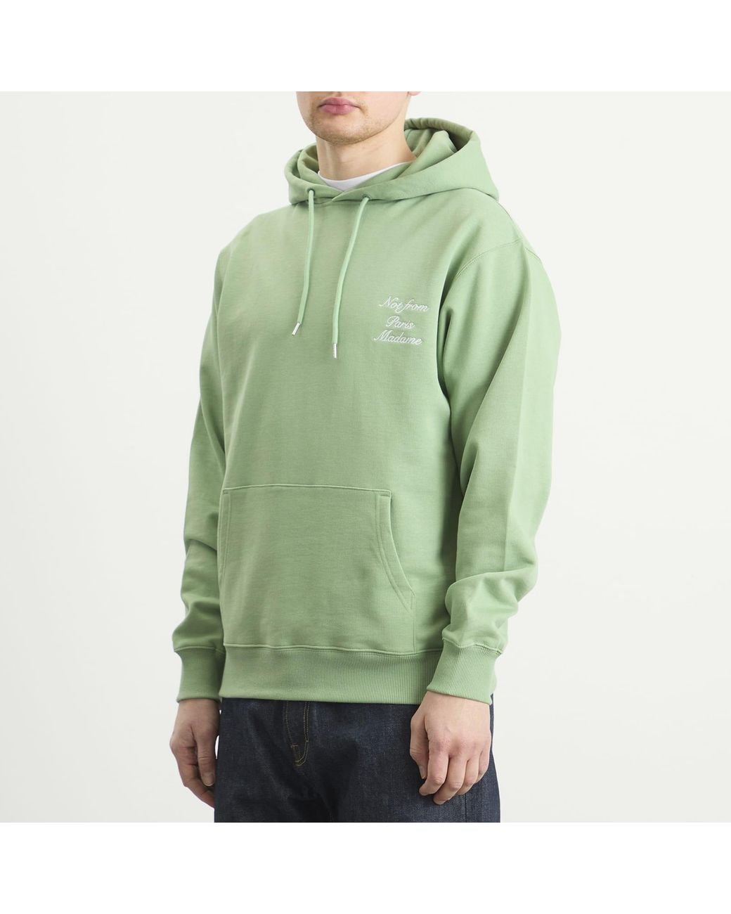 Drole de Monsieur Green Calligraphy Slogan Hoodie for men