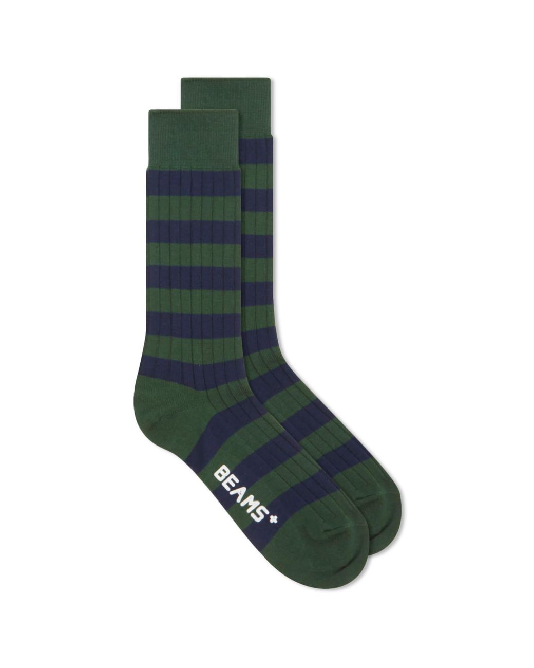 Beams Plus Black Rib Stripe Sock for men