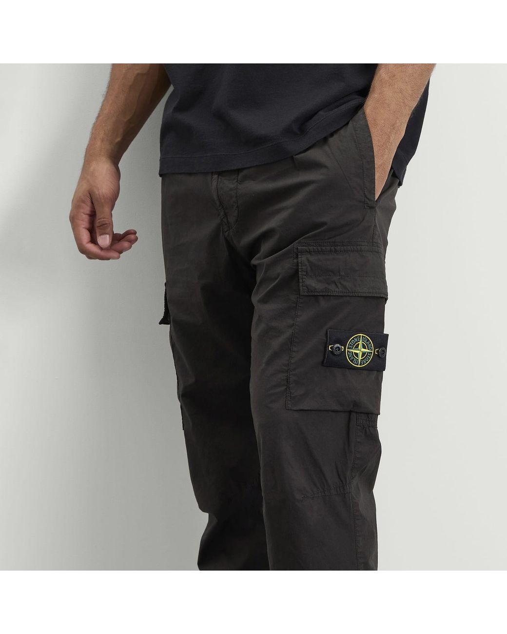Stone Island Black Paracadute Cargo Trousers for men