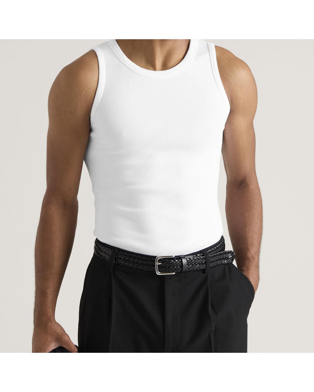 Daniel Simmons White Ribbed Vest for men