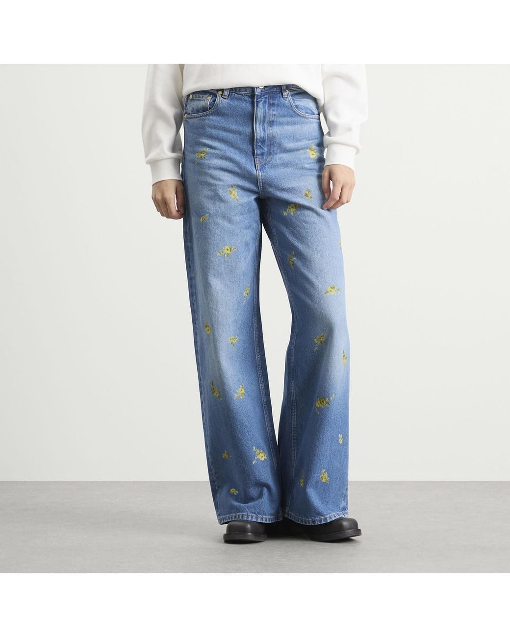 Ganni Blue Printed Flower Lari Jeans