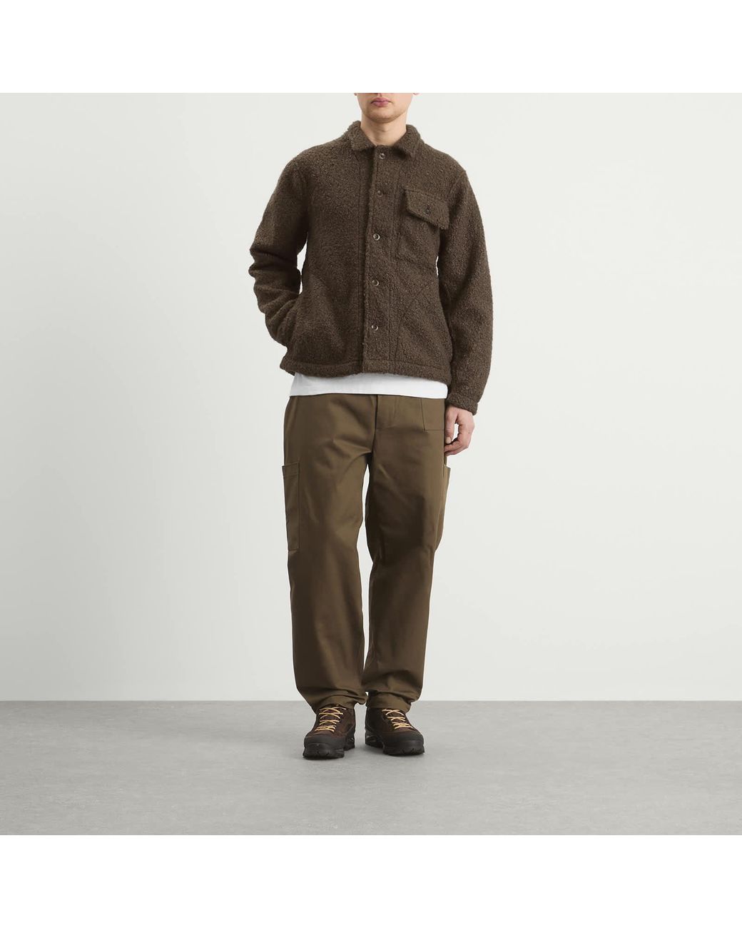 Cafe Mountain Brown Curly Boxy Explorers Jacket for men
