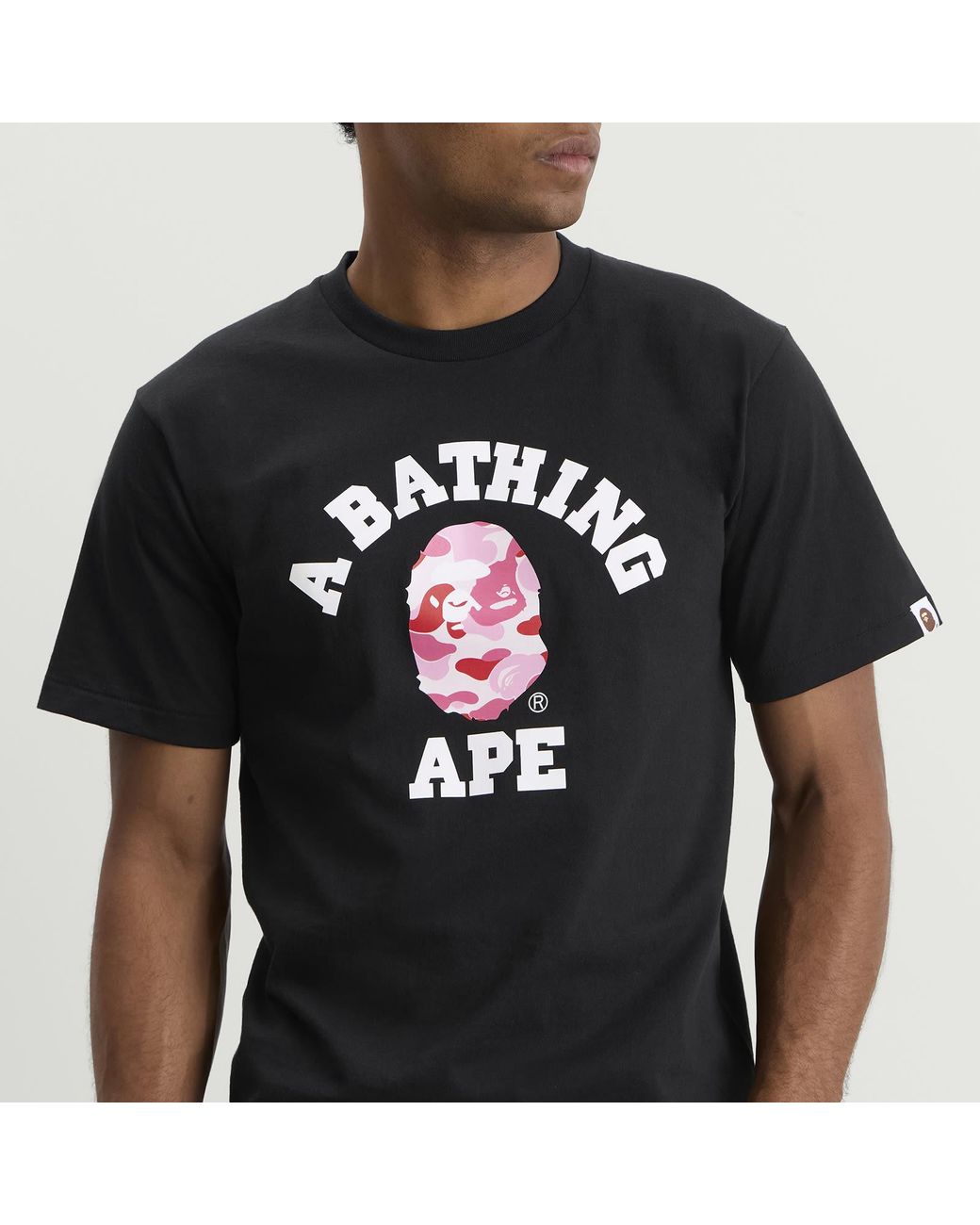 A Bathing Ape Black Abc Camo College T-Shirt for men