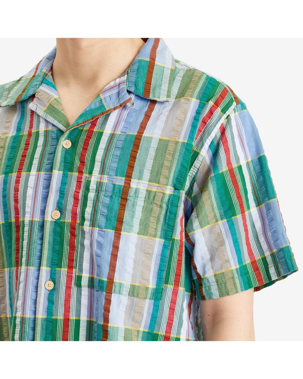 Folk Blue Relaxed Soft Collar Vacation Shirt for men