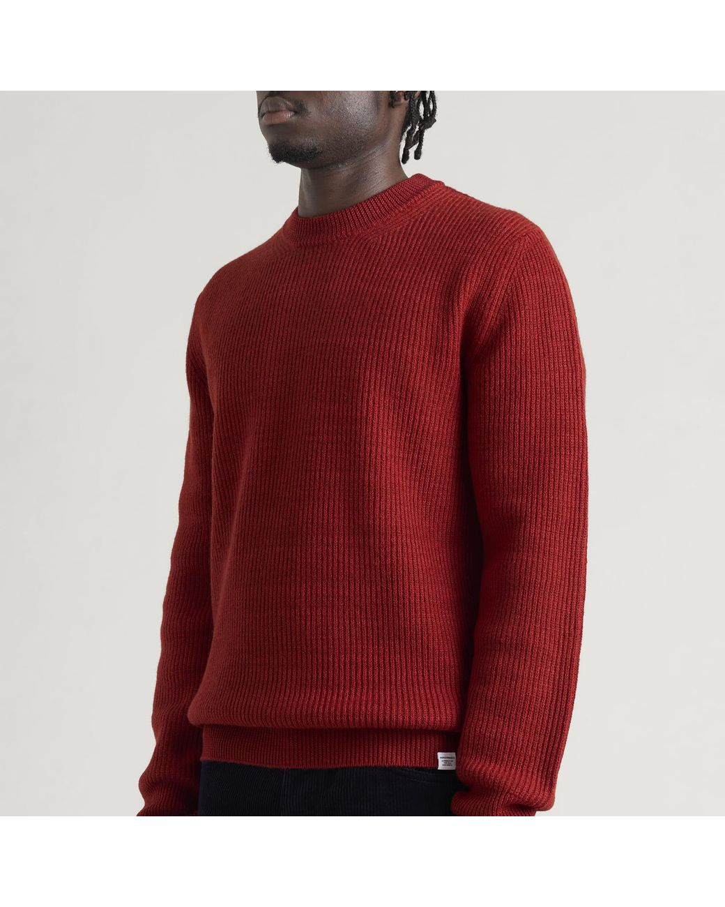 Norse Projects Red Henning Cotton Wool Rib Sweater for men