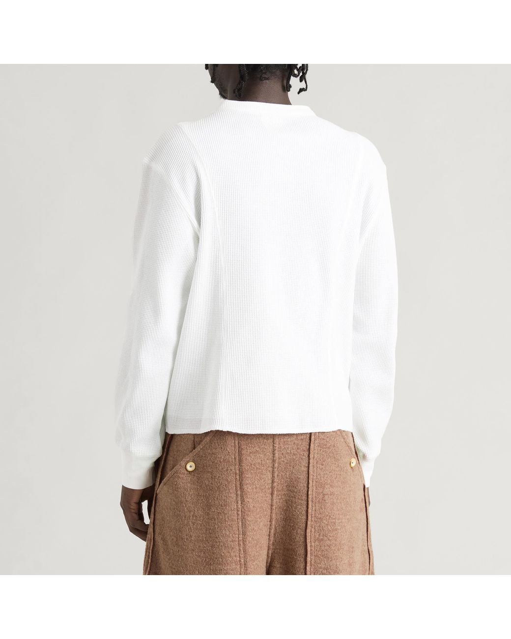 Ganter White Henley Waffle Longsleeve for men