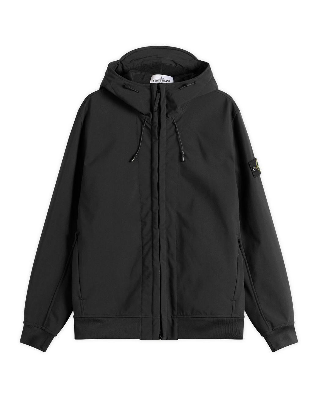 Stone Island Black Soft Shell-R Hooded Jacket for men