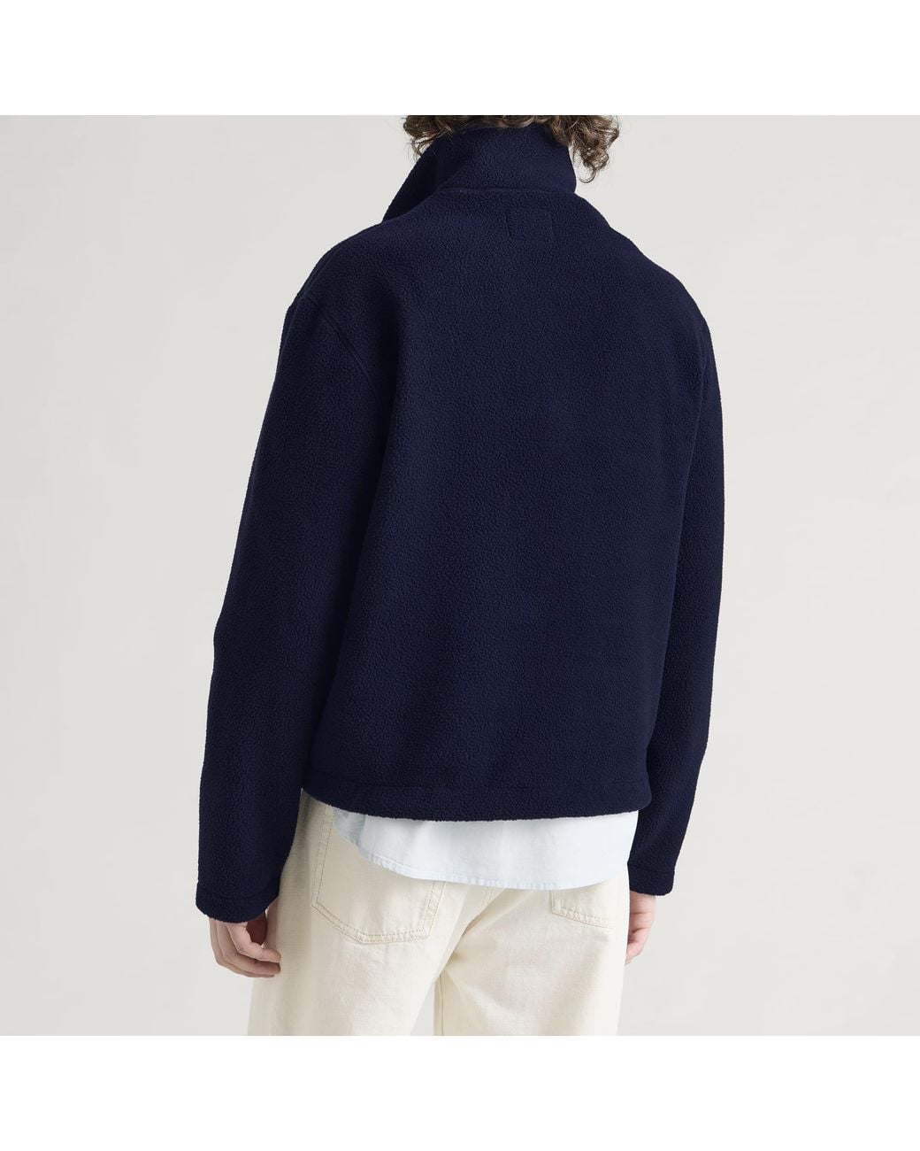 Drake's Blue Quarter Zip Fleece for men
