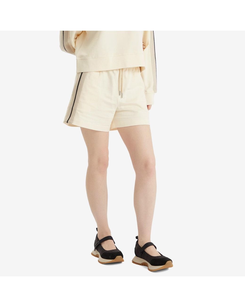 Moncler Natural Crochet Trim Sweat Shorts