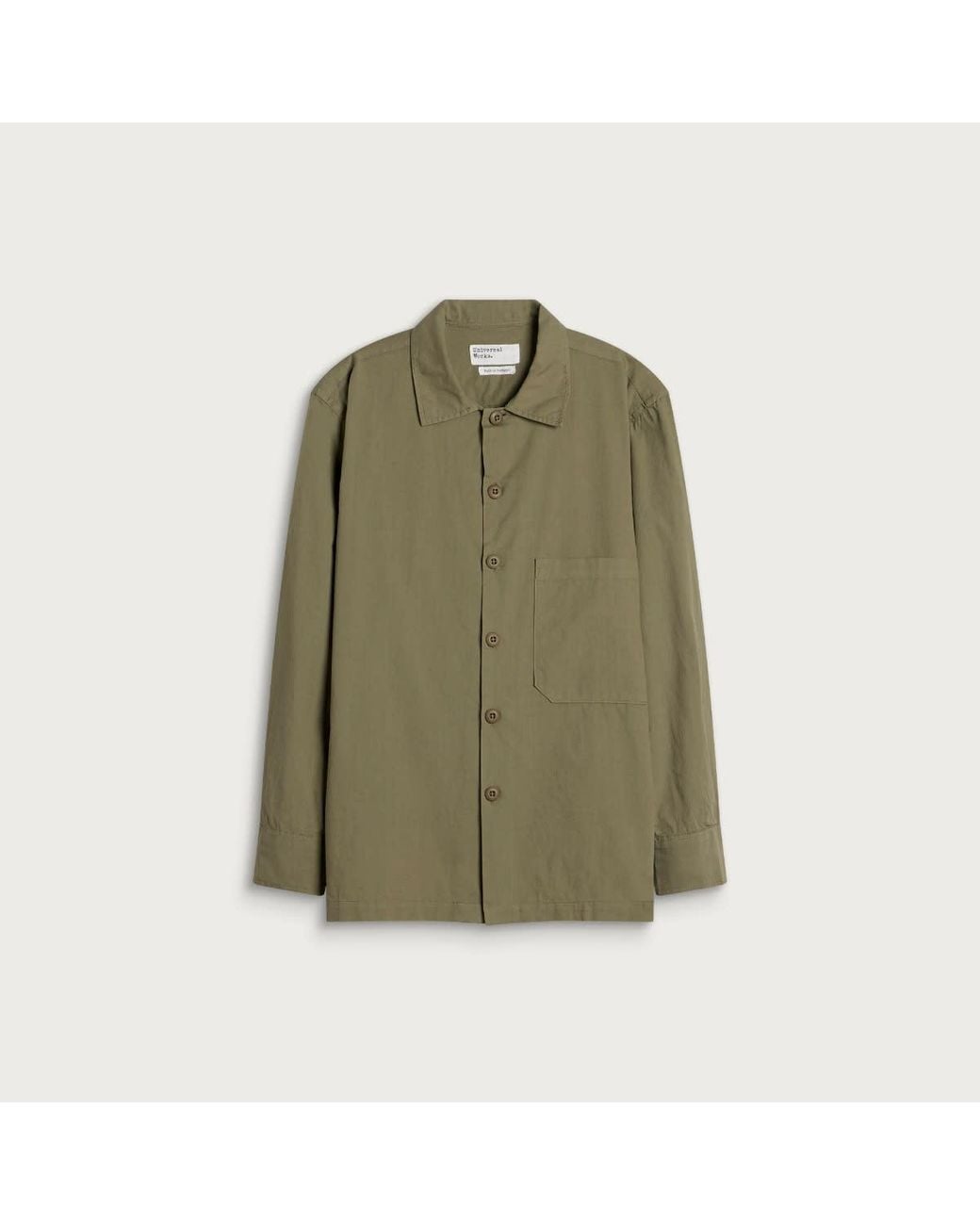 Universal Works Green Slub Shirting Fatigue Shirt for men