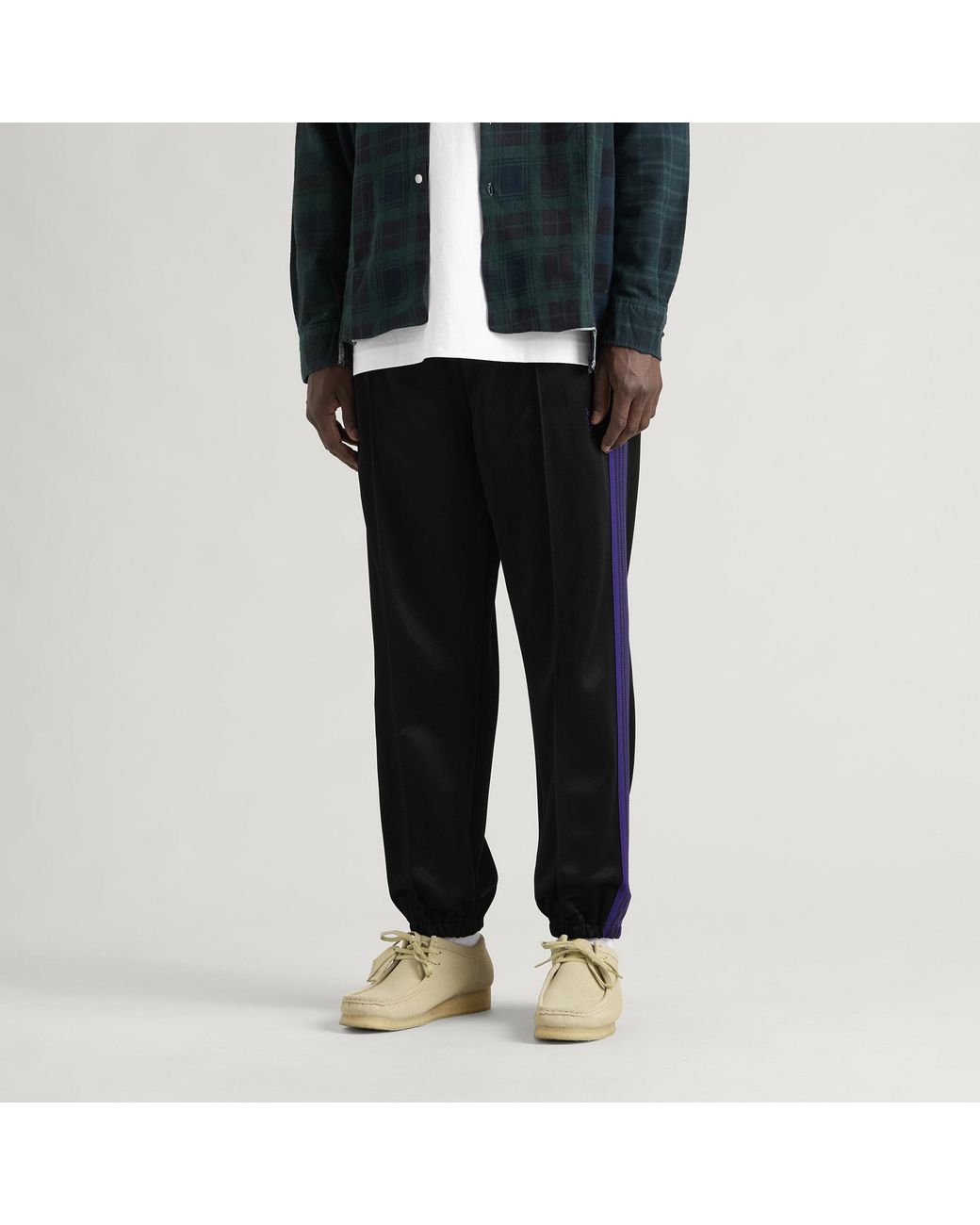 Needles Black Poly Smooth Zipped Track Pants for men