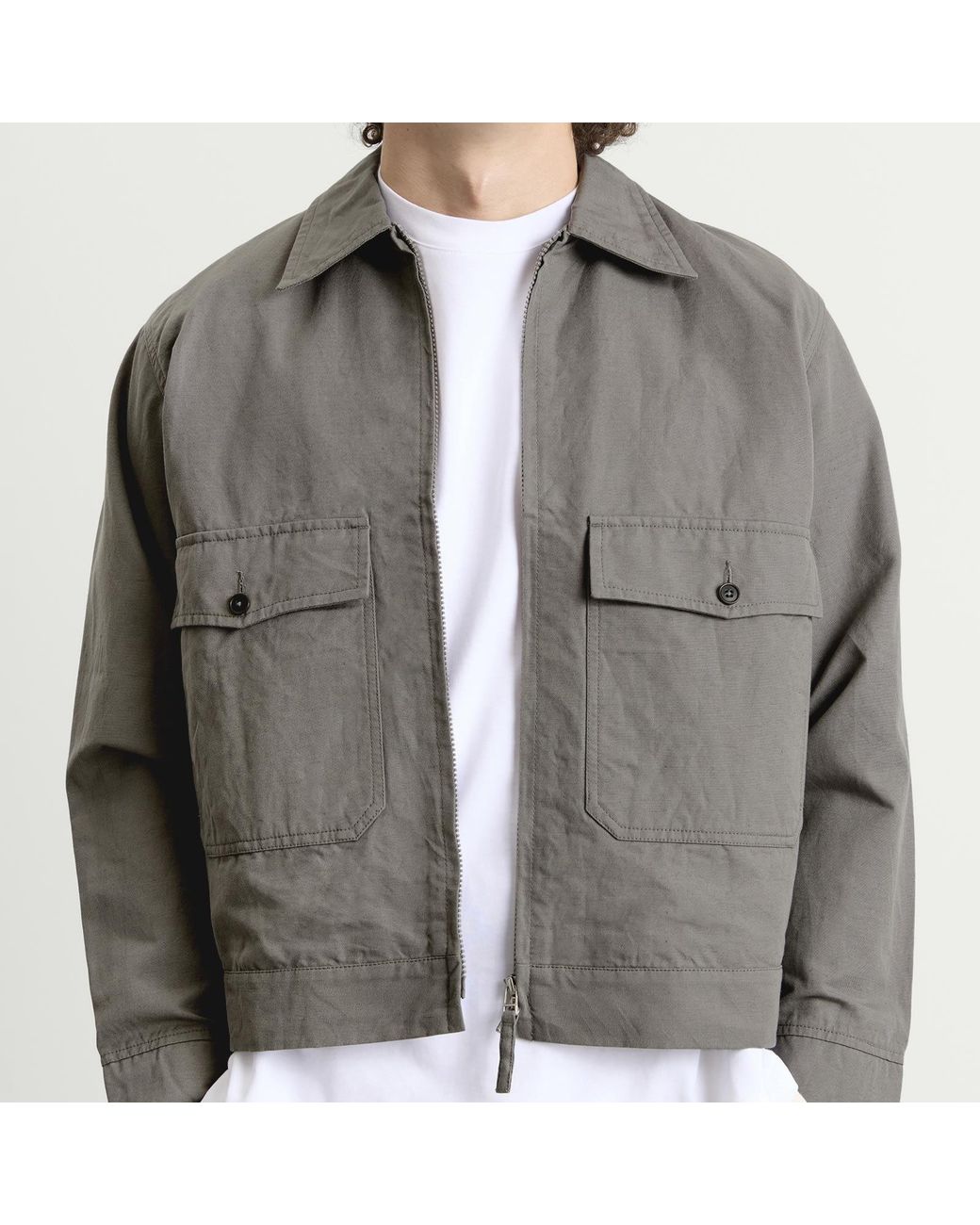 Universal Works Gray Linen Slub Weave S130 Jacket for men
