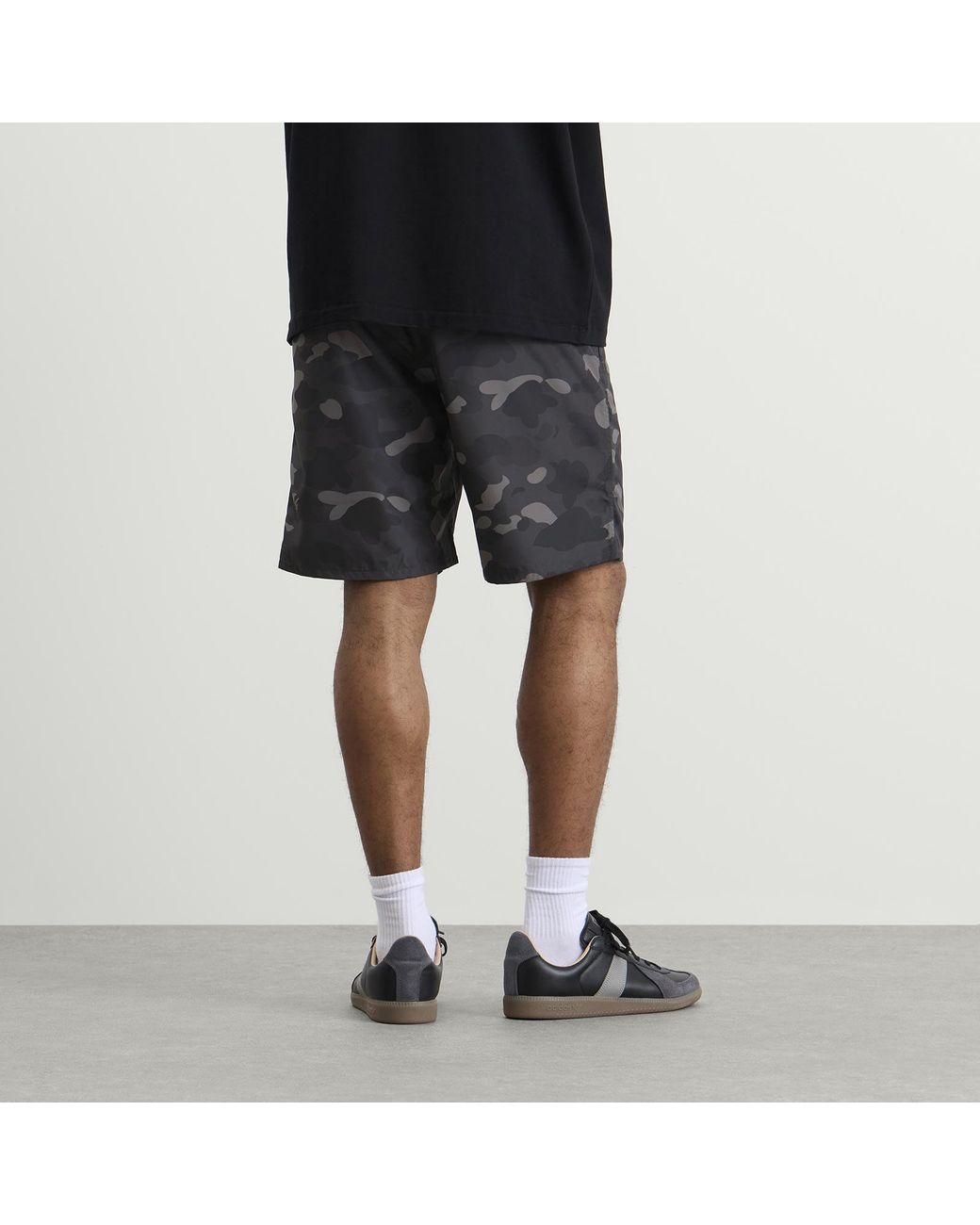 A Bathing Ape Black Colour Camo One Point Beach Shorts for men