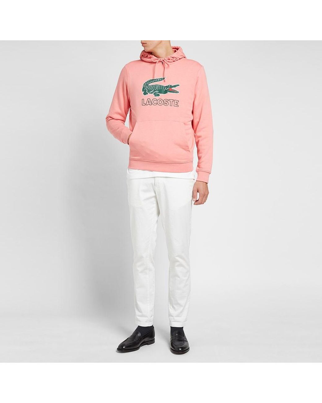 Lacoste Cotton Hoodie in Pink for Men 